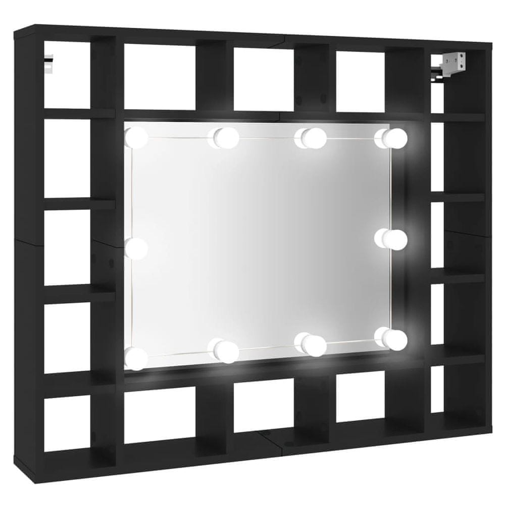 Vidaxl LED zrkadlová skrinka čierna 91x15x76,5 cm